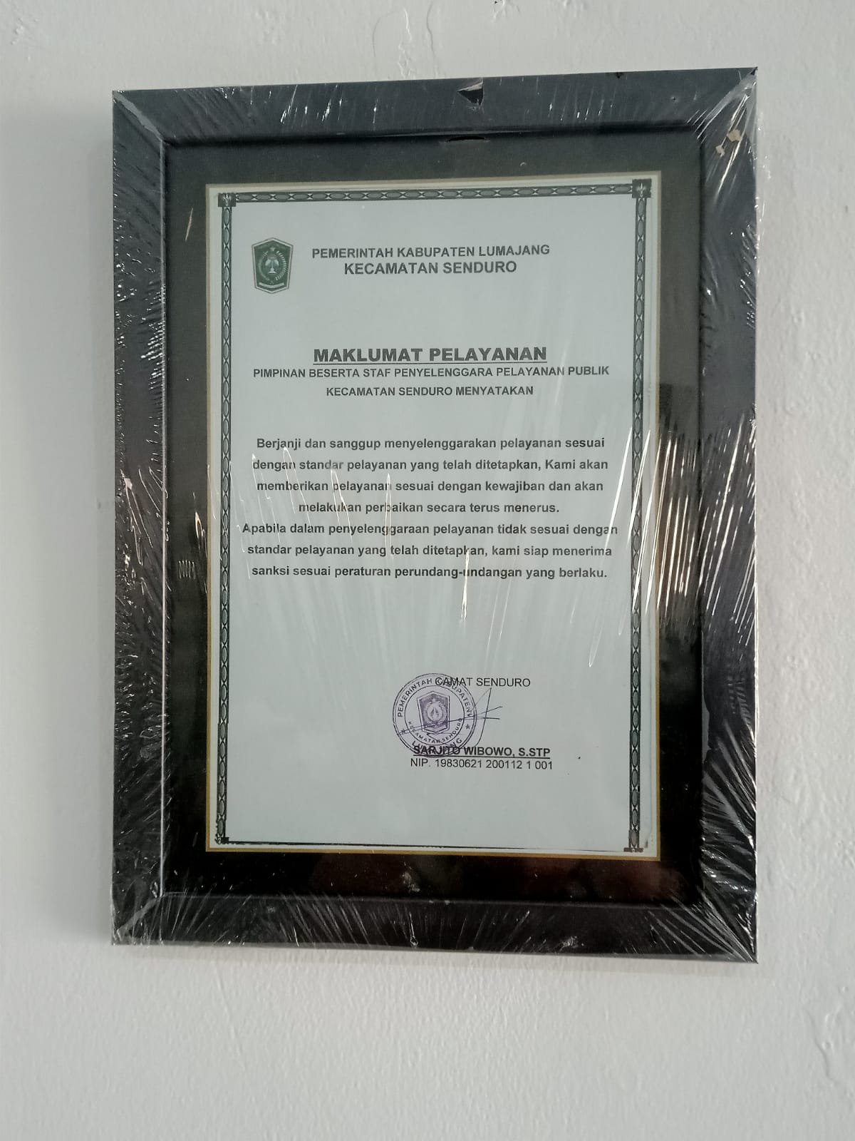 MAKLUMAT PELAYANAN KECAMATAN SENDURO