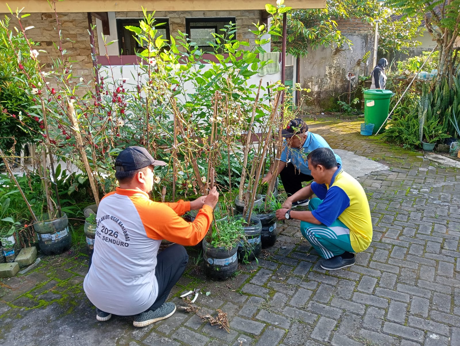 Giat Jum'at Bersih, Staf Kecamatan Senduro Kompak Bersihkan Halaman Belakang Kantor